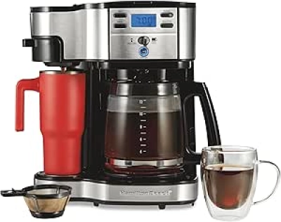 Cafetière Programmable Hamilton Beach 2-en-1 - 12 Tasses et Individuelle