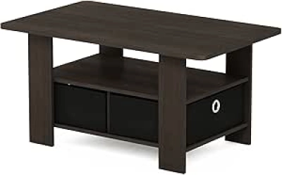 Table basse Furinno avec rangements - Design moderne marron/noir