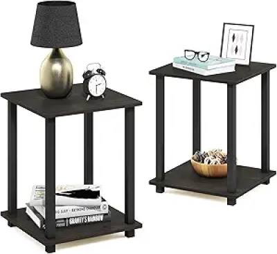 Lot de 2 Tables de Chevet Furinno SIMPLISTIC - Bois Massif, Montage Facile