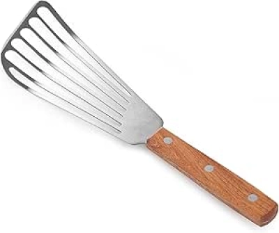 Spatule à Poisson Professionnelle 6.5" - Inox Brossé et Manche Bois