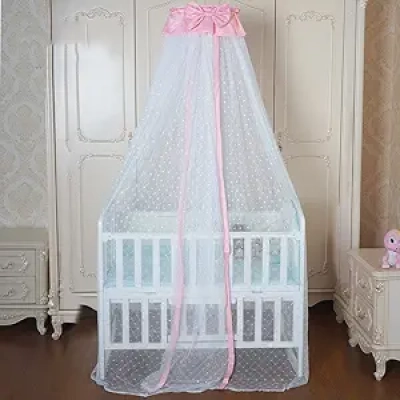 Moustiquaire de Lit Bébé Rose - Dôme Canopy pour Lit et Berceau