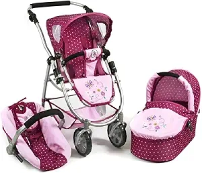 Landau Combi Poussette 3 en 1 pour Poupée - 67x43x77 cm