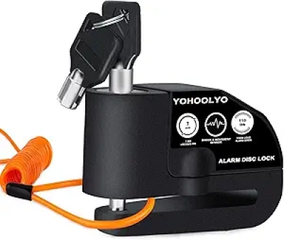 Antivol Disque Moto 110 dB - Alarme Étanche avec Câble de Rappel
