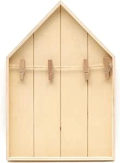 Étagère Maison en Bois Graine Créative 19x28cm avec Pinces