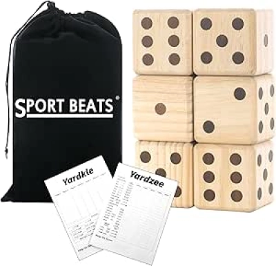 Dés Géants en Bois pour Jardin - Jeu d'Extérieur Set de 6