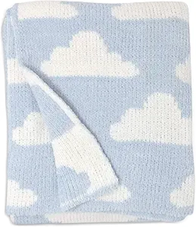 Couverture Bébé Chenille Réversible Living Textiles Nuages Bleus 40x30 cm