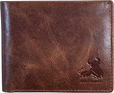 Portefeuille Bifold Homme BULL GUARD Cuir Véritable Marron - Protection RFID