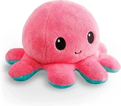 Peluche Pieuvre Réversible Rose et Aqua TeeTurtle 4 cm - Jouet Adorable à Deux Faces