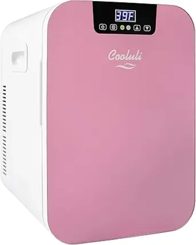 Mini Frigo 20L Cooluli Rose - Réfrigérateur Portable 12V pour Chambre, Bureau et Voiture