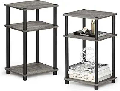 Lot de 2 Tables de Chevet Furinno - 3 Étages, Design Compact, Montage Sans Outils