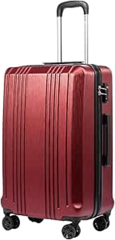 Valise Cabine Coolife 20in Rouge Vin - Trolley Léger TSA Lock
