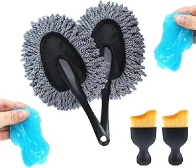 Kit Nettoyage Voiture IPELY 6 Pièces - Brosse Intérieur & Gel Nettoyant