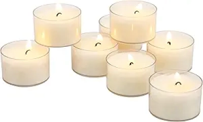 Lot de 48 Bougies Chauffe-Plat Blanches Sans Parfum - 6-7h de Combustion
