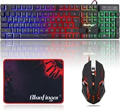 Clavier Gaming RGB et Souris Filaire USB - Combo Complet avec Tapis