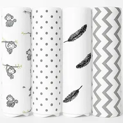 Couvertures à Emmaillotter en Mousseline 100% Coton - Pack de 4 Langes Bébé 120x120cm