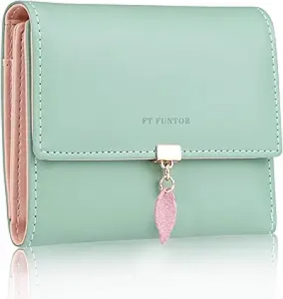 Portefeuille Femme RFID FT FUNTOR - Cuir PU Vert avec Protection Anti-Fraude