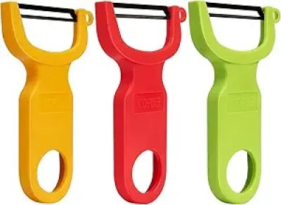 Éplucheur de Légumes et Fruits en Acier Carbone - Lot de 3 Couleurs