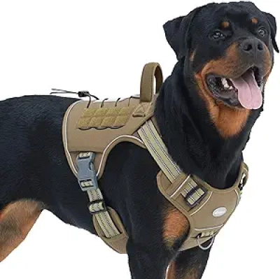 Harnais Tactique Chien Grand Format Anti-Traction Ajustable Réfléchissant