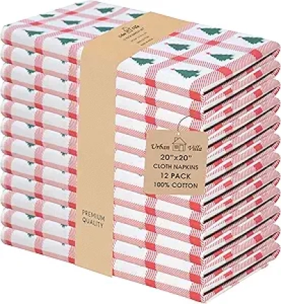 Serviettes de Table en Coton 100% - Set de 12 Serviettes Lavables 20x20 cm