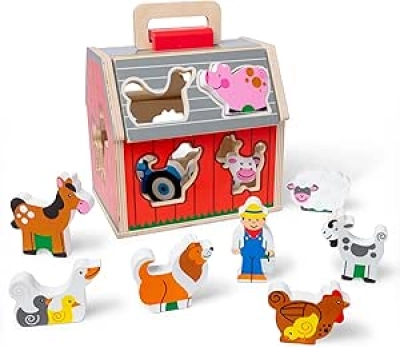 Grange Bois Portable Melissa & Doug - Jouet Ferme 11 Pièces pour Enfants 2+