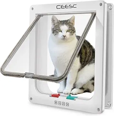 Chatière Extra Large CEESC 4 Modes - Étanche, Verrouillable pour Chats et Petits Chiens