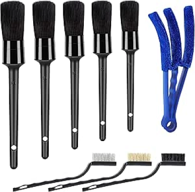 Kit 9 Brosses Détailing Voiture - Nettoyage Intérieur & Moteur