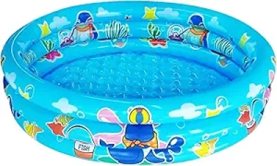 Piscine Gonflable Enfant 48" - Bassin Bébé 3 Anneaux avec Fond Bubble