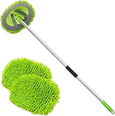 Brosse de Lavage Auto 62" avec Manche Télescopique - Kit Complet de Nettoyage Voiture