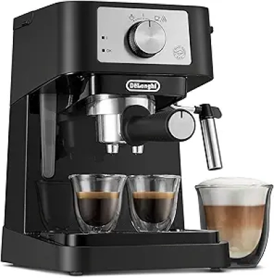 Machine à Espresso De'Longhi Stilosa 15 Bar - Cafetière Compacte avec Mousseur de Lait