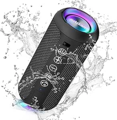 Enceinte Bluetooth Portable Ortizan IPX7 Étanche - 30H Autonomie, Son Hi-Fi, Lumières RGB