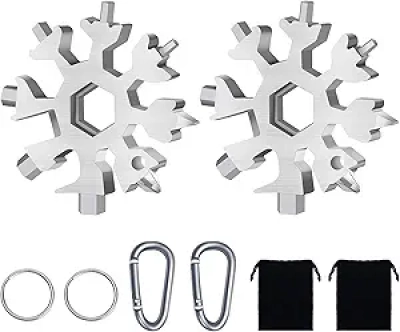 Outil Multifonction Flocon de Neige 18-en-1 - Clé Suisse Portable en Acier Inoxydable
