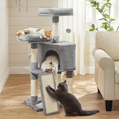 Feandrea Cat Tower 45.3" - Arbre à Chat avec Grotte et Griffoir pour Chats d'Intérieur