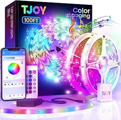 Ruban LED RGB 100ft TJOY avec Télécommande et Contrôle App Bluetooth
