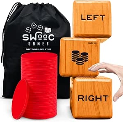 SWOOC Games - Jeu de Dés Géants Right Center Left Intérieur/Extérieur