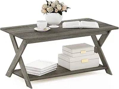 Table Basse Furinno Criss-Cross Chêne Gris - Design Moderne 35.4x16 pouces