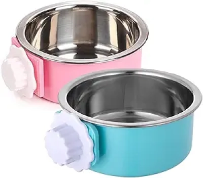 Gamelle Amovible Inox pour Chien Chat Lapin - Lot de 2 Bols Anti-renversement