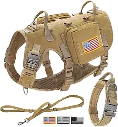 Harnais Tactique Chien Grand - Ensemble Complet Anti-Traction Militaire