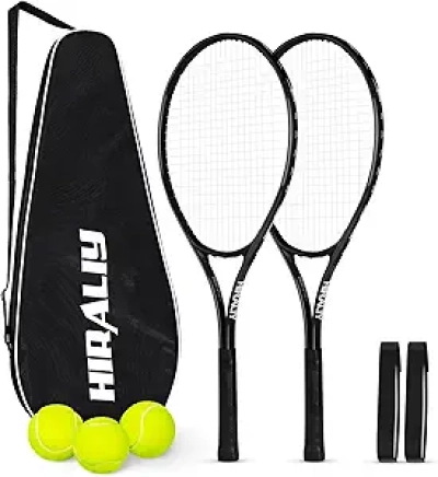 Set 2 Raquettes de Tennis 27" pour Adultes - Légères et Pré-Cordées avec Balles