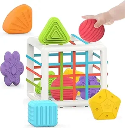 Jouet Montessori 1 an - Blocs sensoriels multicolores éducatifs