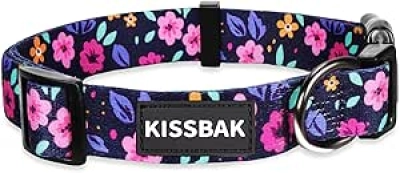 Collier de Chien Floral M - Collier Ajustable Chien Moyen KISSBAK