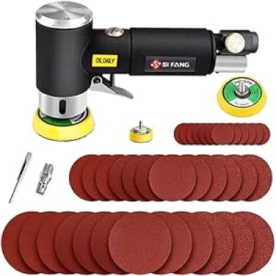 Mini Ponceuse Pneumatique Orbitale 1/2/3 Pouces - Polisseuse Air Comprimé Professionnelle avec 45 Disques