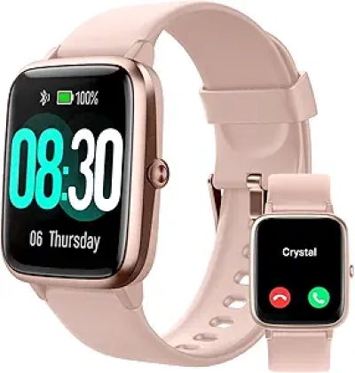 Montre Connectée Femme GRV Rose - Appels, Fréquence Cardiaque, 100+ Sports