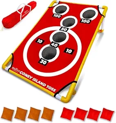 Cornhole Coney Island Toss - Jeu de Société Arcade 15+ Jeux avec Sac de Transport