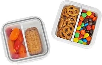 Boîtes de rangement snack 2 compartiments 270ml - Lot de 2