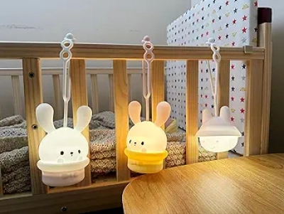 Veilleuse Bébé Portable - Lampe Lapin LED 9 Couleurs, Rechargeable, Minuteur et Variateur