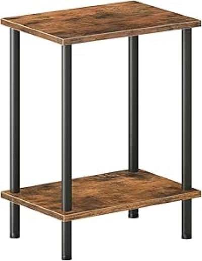 Table de Nuit HOOBRO Design Industriel - Petit Meuble Rangement 2 Étagères