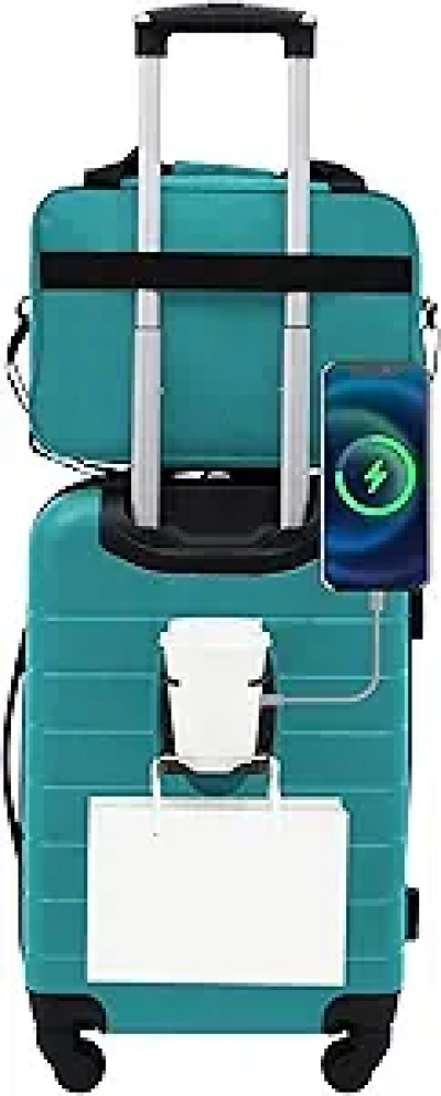 Ensemble de Valises Wrangler Smart avec Porte-gobelet et Port USB - 2 Pièces Teal