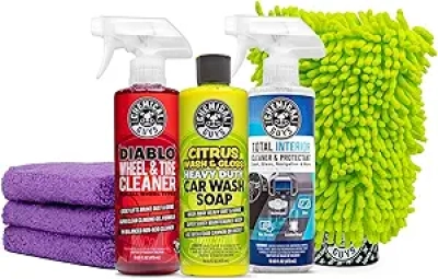 Kit Nettoyage Voiture Chemical Guys - 7 Pièces Complet Extérieur & Intérieur