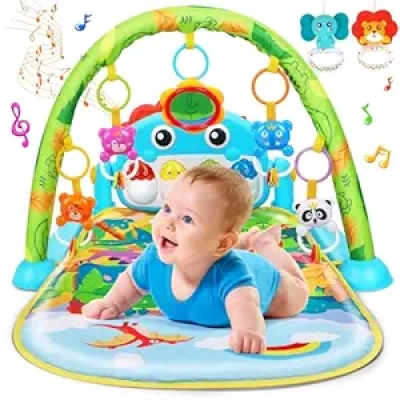 Tapis d'Éveil Bébé Musical Dinosaure - Gym d'Activité 0-12 Mois