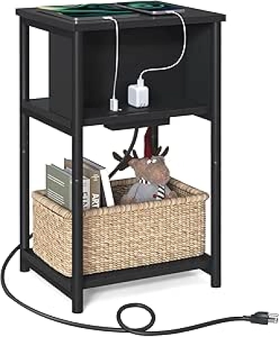 Table de nuit avec station de charge USB - VASAGLE 3 étages